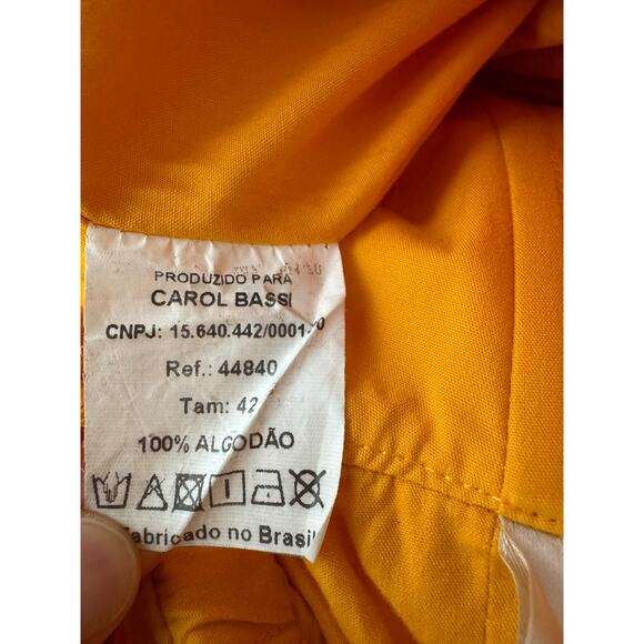 Marco Gurgel Carol Bassi Yellow Exaggerated Puff Sleeve Midi Dress Size 42 US 12 - Picture 13 of 14